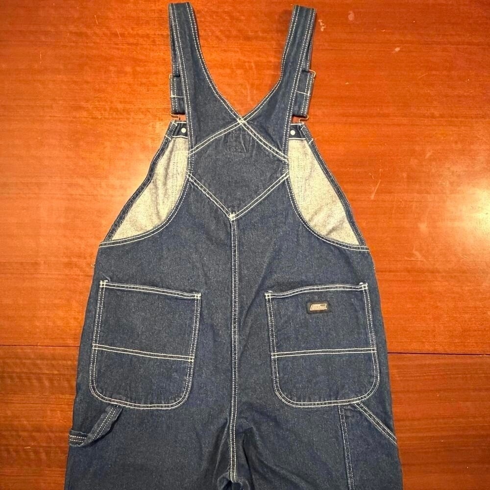 Genuine Dickies Bib Denim Overalls Indigo Blue Medium Regular Festival Workwear - Picture 4 of 15